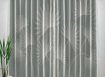 Фотошторы «Пальмовые листья в мятных оттенках»