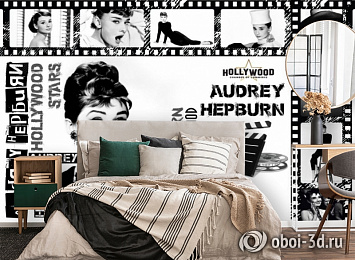 3D Фотообои «Одри Хепбёрн коллаж»