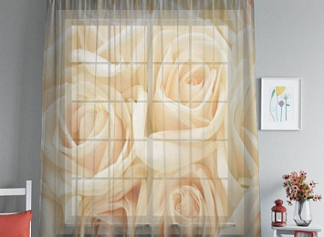 3D тюль "Ковер из бежевых роз"