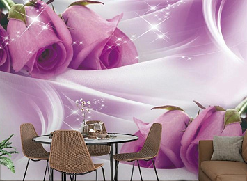 3D Фотообои «Сиреневые розы на шелке» — стиль и качество для вашего интерьера