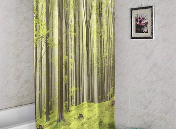 3D занавеска для ванной «Зеленый лес»