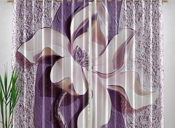 Фотошторы «Фиолетовые магнолии на рельефном фоне»
