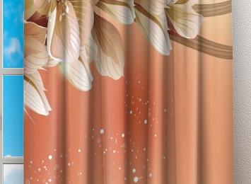 Фотошторы «Персиковая инсталляция с цветами»