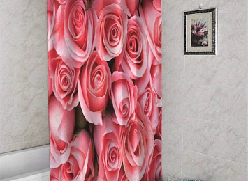 3D фотоштора для ванной «Обилие роз»