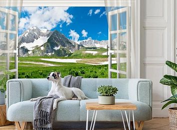 3D Фотообои  «Вид из окна на горную природу»