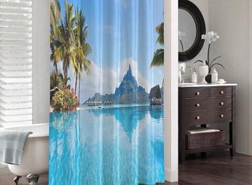 3D штора в ванную «Пейзаж на Мальдивах»