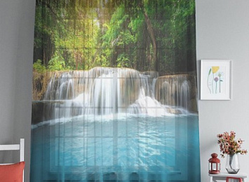 3D фототюль "Водопад с голубой водой"