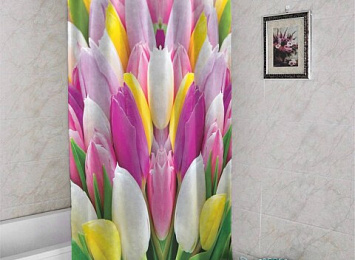 3D штора для ванны «Разнообразие тюльпанов»