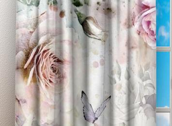 Фотошторы «Бабочки в нежных цветах»