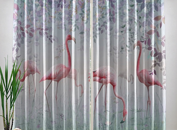 Фотошторы «Фламинго в саду»