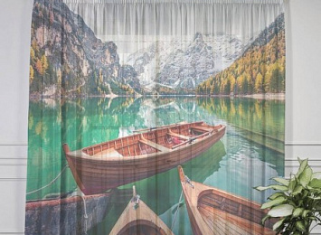 Дизайнерский фототюль "Лодочки на горном озере"