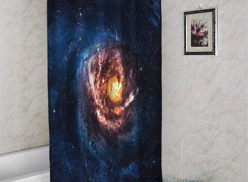 3D занавеска в ванную комнату «Галактика»