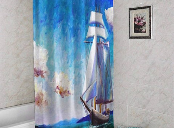3D занавеска для ванной «Корабль маслом»