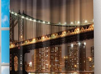 Фотошторы «Бруклинский мост: отражение в реке Гудзон»