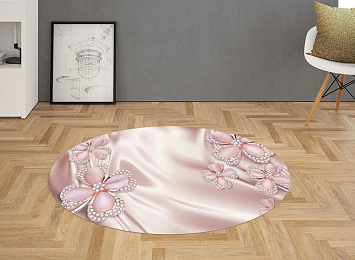 3D Ковер  «Клевер с бриллиантами в нежно-розовых тонах»
