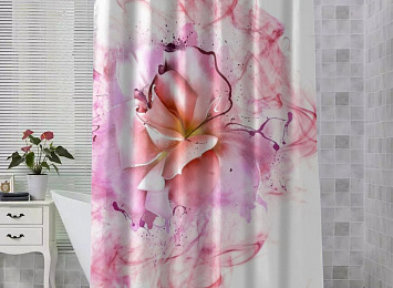 Шторы для ванной «Перламутровая роза в розовой дымке»