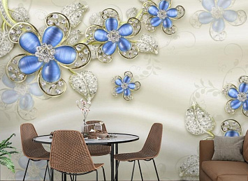 3D Фотообои «Цветы с сапфировыми лепестками» — стиль и качество для вашего интерьера