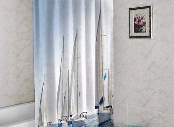 3D фотоштора для ванной «Парусные яхты»