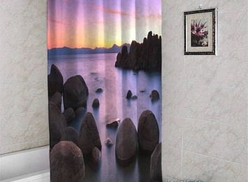 3D штора для ванны «Камни на закате»