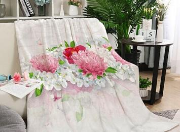 3D Плед «Нежно-розовые хризантемы»