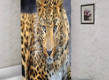 3D шторка для ванной «Красивый леопард»