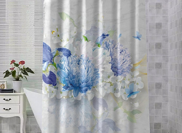 Шторы для ванной «Небесно-голубые цветы»