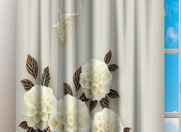 Фотошторы «Бежевые цветы под керамику»