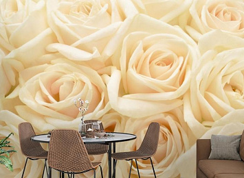 3D Фотообои «Ковер из бежевых роз»