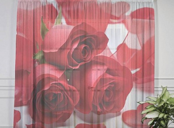 Фототюль "Композиция с алыми розами"
