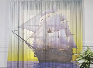 Тюль для штор "Старый корабль в открытом океане"