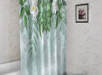 3D штора в ванную «Ожерелье из нарциссов»