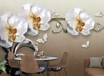 3D Фотообои «Орхидеи на гальке»