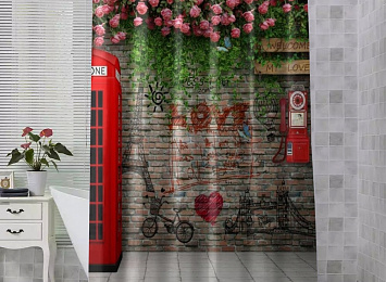 Шторы для ванной «Телефонная будка с граффити»