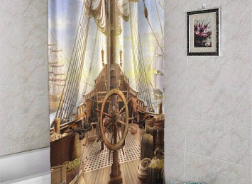 3D шторка для ванны «Пиратский корабль»