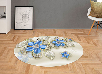 3D Ковер «Цветы с сапфировыми лепестками»