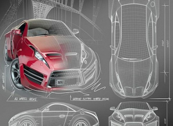 3D Плед «Красное авто схема»