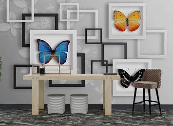 3D Фотообои «Коллекция бабочек»