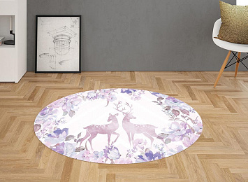 3D Ковер «Романтичная акварель с оленями»