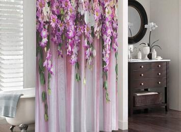 3D штора в ванную комнату «Цветочные гирлянды»