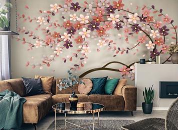 3D Фотообои «Персиковое дерево»
