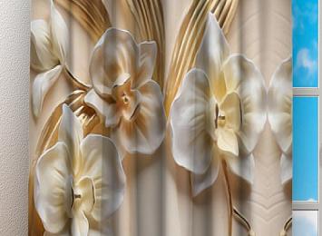 Фотошторы «Орхидеи барельеф»