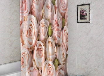 Штора для ванной «Кремовые розы»