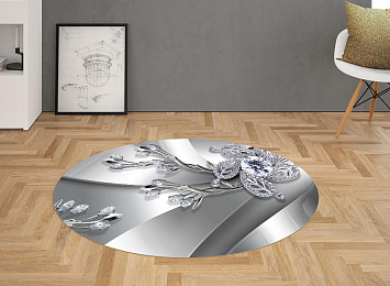 3D Ковер  «Бриллиантовые цветы на платине»