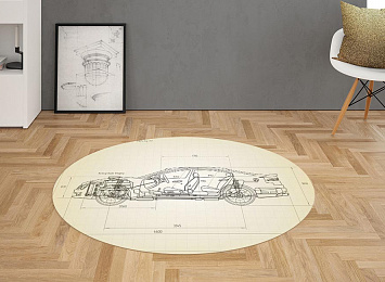 3D Ковер «Авто чертеж на светлом»
