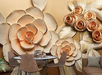 3D Фотообои «Розы с тиснением под керамику»