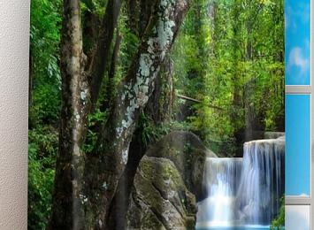 Фотошторы «Водопад в зеленом лесу»
