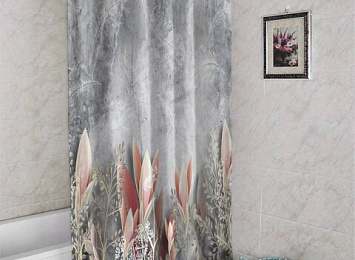 3D штора в ванную комнату «Коралловые соцветия»