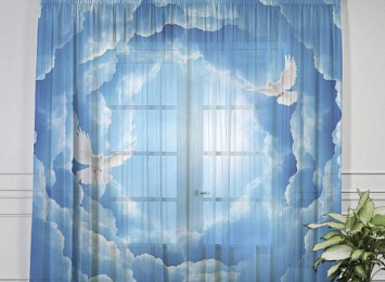 Фототюль с печатью изображения "Голуби в небе"