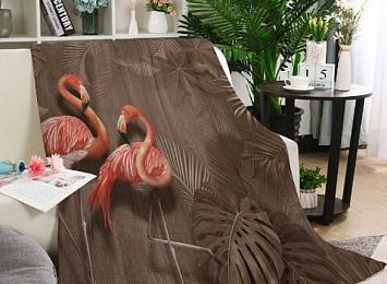 3D Плед «Фламинго в тропической листве»