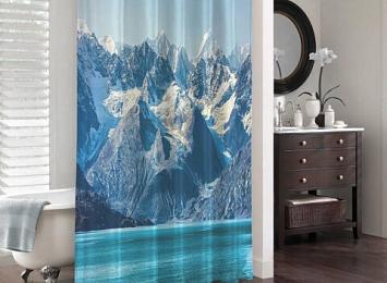 3D штора для ванны «Горы с заснеженными вершинами»